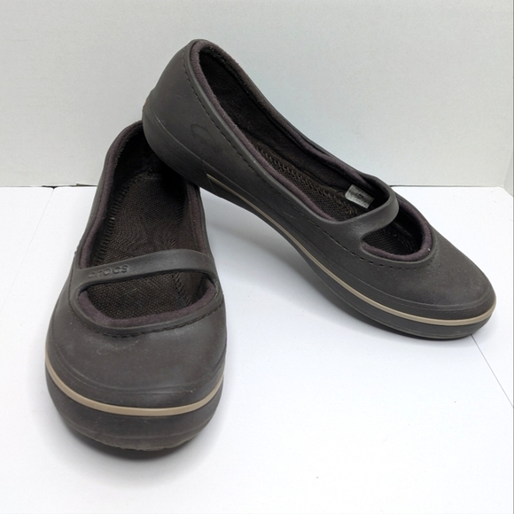 Crocs Brown Sandal Mary Jane Flats 10 Women - Picture 1 of 7